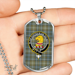 ScottishPlaid Forrester Hunting Weathered Clan Tartan Dog Tag Necklace - Crest Classic Scottish Plaid Tartan Plaid