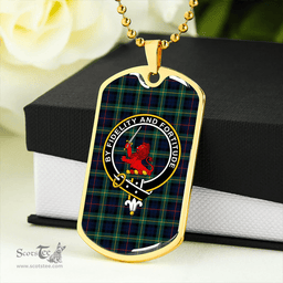 ScottishPlaid Farquharson Modern Clan Tartan Dog Tag Necklace - Crest Classic Scottish Plaid Tartan Plaid