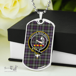 ScottishPlaid Dyce Weathered Clan Tartan Dog Tag Necklace - Crest Classic Scottish Plaid Tartan Plaid