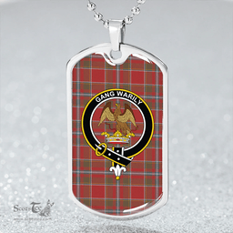 ScottishPlaid Drummond of Perth Weathered Clan Tartan Dog Tag Necklace - Crest Classic Scottish Plaid Tartan Plaid