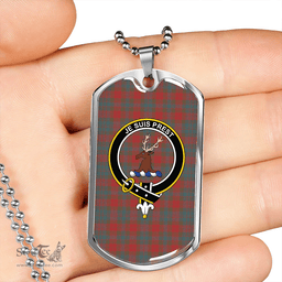 ScottishPlaid Fraser 78th Highlanders Weathered Clan Tartan Dog Tag Necklace - Crest Classic Scottish Plaid Tartan Plaid