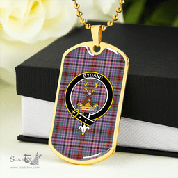 ScottishPlaid Huntly Old (Gordon Red (Telfer Dunbar)) Weathered Clan Tartan Dog Tag Necklace - Crest Classic Scottish Plaid Tartan Plaid