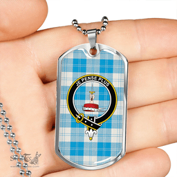 ScottishPlaid Erskine Burgundy Clan Tartan Dog Tag Necklace - Crest Classic Scottish Plaid Tartan Plaid
