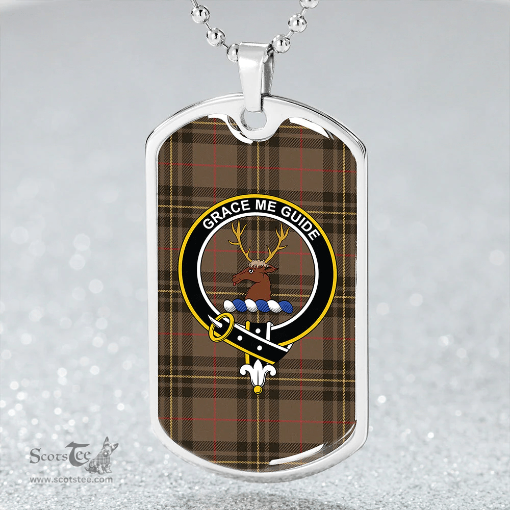 ScottishPlaid Forbes 1842 Weathered Clan Tartan Dog Tag Necklace - Crest Classic Scottish Plaid Tartan Plaid