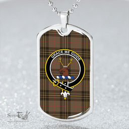 ScottishPlaid Forbes 1842 Weathered Clan Tartan Dog Tag Necklace - Crest Classic Scottish Plaid Tartan Plaid