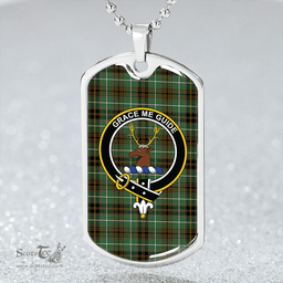 ScottishPlaid Forbes of Druinnor Ancient Clan Tartan Dog Tag Necklace - Crest Classic Scottish Plaid Tartan Plaid