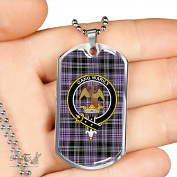 ScottishPlaid Drummond Clans Originaux Purple Ancient Clan Tartan Dog Tag Necklace - Crest Classic Scottish Plaid Tartan Plaid
