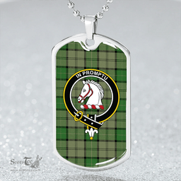 ScottishPlaid Dunbar Hunting Ancient Clan Tartan Dog Tag Necklace - Crest Classic Scottish Plaid Tartan Plaid