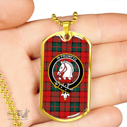 ScottishPlaid Dunbar Modern Clan Tartan Dog Tag Necklace - Crest Classic Scottish Plaid Tartan Plaid