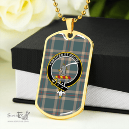 ScottishPlaid Elliot (Ellot) (Clans Originaux) Weathered Clan Tartan Dog Tag Necklace - Crest Classic Scottish Plaid Tartan Plaid