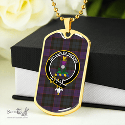 ScottishPlaid Ferguson of Balquhidder Weathered Clan Tartan Dog Tag Necklace - Crest Classic Scottish Plaid Tartan Plaid