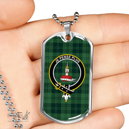 ScottishPlaid Erskine Hunting Weathered Clan Tartan Dog Tag Necklace - Crest Classic Scottish Plaid Tartan Plaid