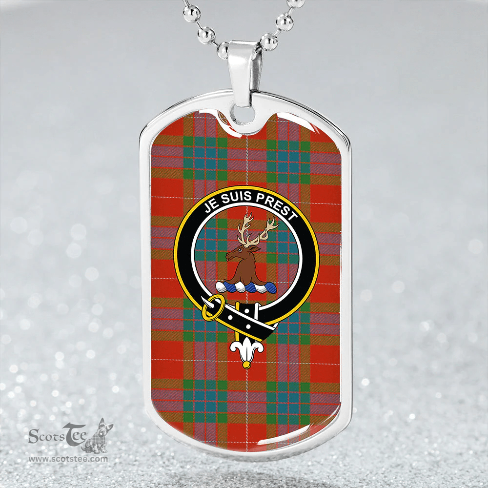 ScottishPlaid Fraser Ancient Clan Tartan Dog Tag Necklace - Crest Classic Scottish Plaid Tartan Plaid