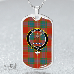 ScottishPlaid Fraser Ancient Clan Tartan Dog Tag Necklace - Crest Classic Scottish Plaid Tartan Plaid