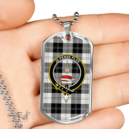 ScottishPlaid Erskine Blue Clan Tartan Dog Tag Necklace - Crest Classic Scottish Plaid Tartan Plaid