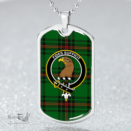 ScottishPlaid Halkett Clan Tartan Dog Tag Necklace - Crest Classic Scottish Plaid Tartan Plaid