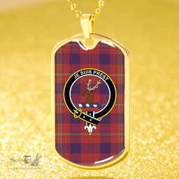 ScottishPlaid Fraser Isabella Weathered Clan Tartan Dog Tag Necklace - Crest Classic Scottish Plaid Tartan Plaid