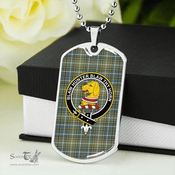 ScottishPlaid Forrester Hunting Weathered Clan Tartan Dog Tag Necklace - Crest Classic Scottish Plaid Tartan Plaid