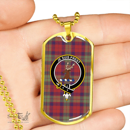 ScottishPlaid Fraser of Altyre Weathered Clan Tartan Dog Tag Necklace - Crest Classic Scottish Plaid Tartan Plaid