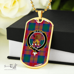 ScottishPlaid Fotheringham Modern Clan Tartan Dog Tag Necklace - Crest Classic Scottish Plaid Tartan Plaid