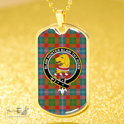 ScottishPlaid Forrester Ancient Clan Tartan Dog Tag Necklace - Crest Classic Scottish Plaid Tartan Plaid