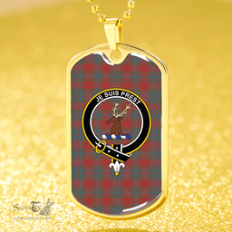 ScottishPlaid Fraser 78th Highlanders Weathered Clan Tartan Dog Tag Necklace - Crest Classic Scottish Plaid Tartan Plaid