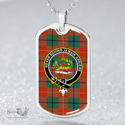 ScottishPlaid Douglas of Roxburgh Ancient Clan Tartan Dog Tag Necklace - Crest Classic Scottish Plaid Tartan Plaid