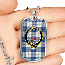ScottishPlaid Erskine Dress Dance Blue Weathered Clan Tartan Dog Tag Necklace - Crest Classic Scottish Plaid Tartan Plaid