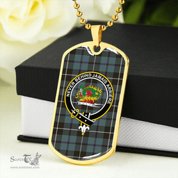 ScottishPlaid Douglas Weathered Clan Tartan Dog Tag Necklace - Crest Classic Scottish Plaid Tartan Plaid