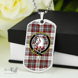 ScottishPlaid Dunbar Plaid Weathered Clan Tartan Dog Tag Necklace - Crest Classic Scottish Plaid Tartan Plaid