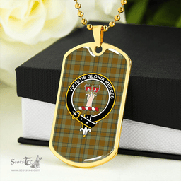 ScottishPlaid Donachie of Brockloch Hunting Ancient Clan Tartan Dog Tag Necklace - Crest Classic Scottish Plaid Tartan Plaid
