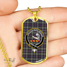 ScottishPlaid Dyce Weathered Clan Tartan Dog Tag Necklace - Crest Classic Scottish Plaid Tartan Plaid