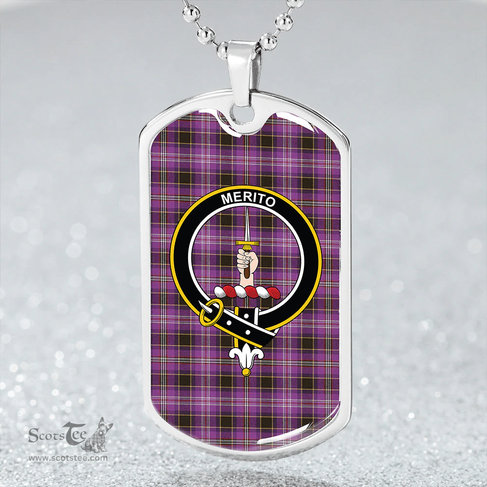 ScottishPlaid Dunlop #2 Weathered Clan Tartan Dog Tag Necklace - Crest Classic Scottish Plaid Tartan Plaid