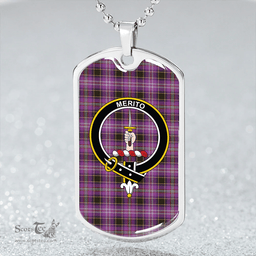 ScottishPlaid Dunlop #2 Weathered Clan Tartan Dog Tag Necklace - Crest Classic Scottish Plaid Tartan Plaid