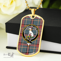 ScottishPlaid Hunter Old (Michael Old) Weathered Clan Tartan Dog Tag Necklace - Crest Classic Scottish Plaid Tartan Plaid
