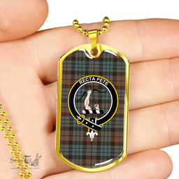 ScottishPlaid Fletcher Family Weathered Clan Tartan Dog Tag Necklace - Crest Classic Scottish Plaid Tartan Plaid