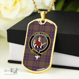 ScottishPlaid Elphinstone Weathered Clan Tartan Dog Tag Necklace - Crest Classic Scottish Plaid Tartan Plaid