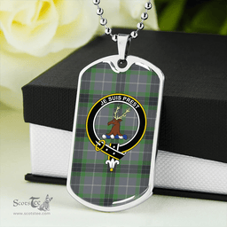 ScottishPlaid Fraser Green Modern Clan Tartan Dog Tag Necklace - Crest Classic Scottish Plaid Tartan Plaid