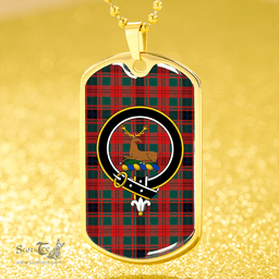 ScottishPlaid Fulton 1999 Modern Clan Tartan Dog Tag Necklace - Crest Classic Scottish Plaid Tartan Plaid