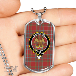 ScottishPlaid Drummond of Perth Weathered Clan Tartan Dog Tag Necklace - Crest Classic Scottish Plaid Tartan Plaid