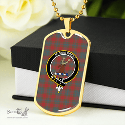 ScottishPlaid Fraser 78th Highlanders Weathered Clan Tartan Dog Tag Necklace - Crest Classic Scottish Plaid Tartan Plaid