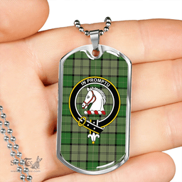 ScottishPlaid Dunbar Hunting Ancient Clan Tartan Dog Tag Necklace - Crest Classic Scottish Plaid Tartan Plaid