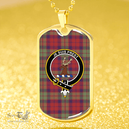 ScottishPlaid Fraser of Altyre Reconst Weathered Clan Tartan Dog Tag Necklace - Crest Classic Scottish Plaid Tartan Plaid