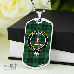 ScottishPlaid Erskine Hunting Weathered Clan Tartan Dog Tag Necklace - Crest Classic Scottish Plaid Tartan Plaid