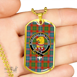 ScottishPlaid Forrester Ancient Clan Tartan Dog Tag Necklace - Crest Classic Scottish Plaid Tartan Plaid