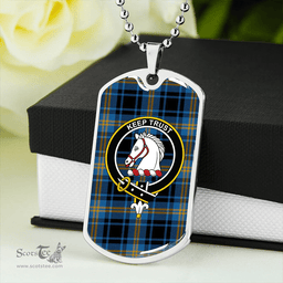 ScottishPlaid Hepburn #2 Ancient Clan Tartan Dog Tag Necklace - Crest Classic Scottish Plaid Tartan Plaid