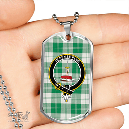 ScottishPlaid Erskine Hunting Ancient Clan Tartan Dog Tag Necklace - Crest Classic Scottish Plaid Tartan Plaid