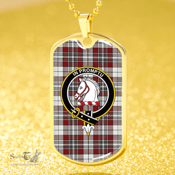 ScottishPlaid Dunbar Plaid Weathered Clan Tartan Dog Tag Necklace - Crest Classic Scottish Plaid Tartan Plaid