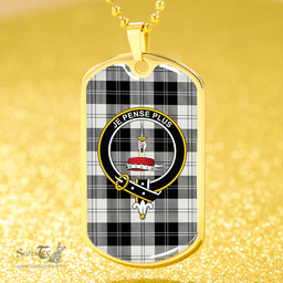 ScottishPlaid Erskine Blue Clan Tartan Dog Tag Necklace - Crest Classic Scottish Plaid Tartan Plaid