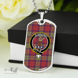 ScottishPlaid Fraser of Altyre Reconst Weathered Clan Tartan Dog Tag Necklace - Crest Classic Scottish Plaid Tartan Plaid